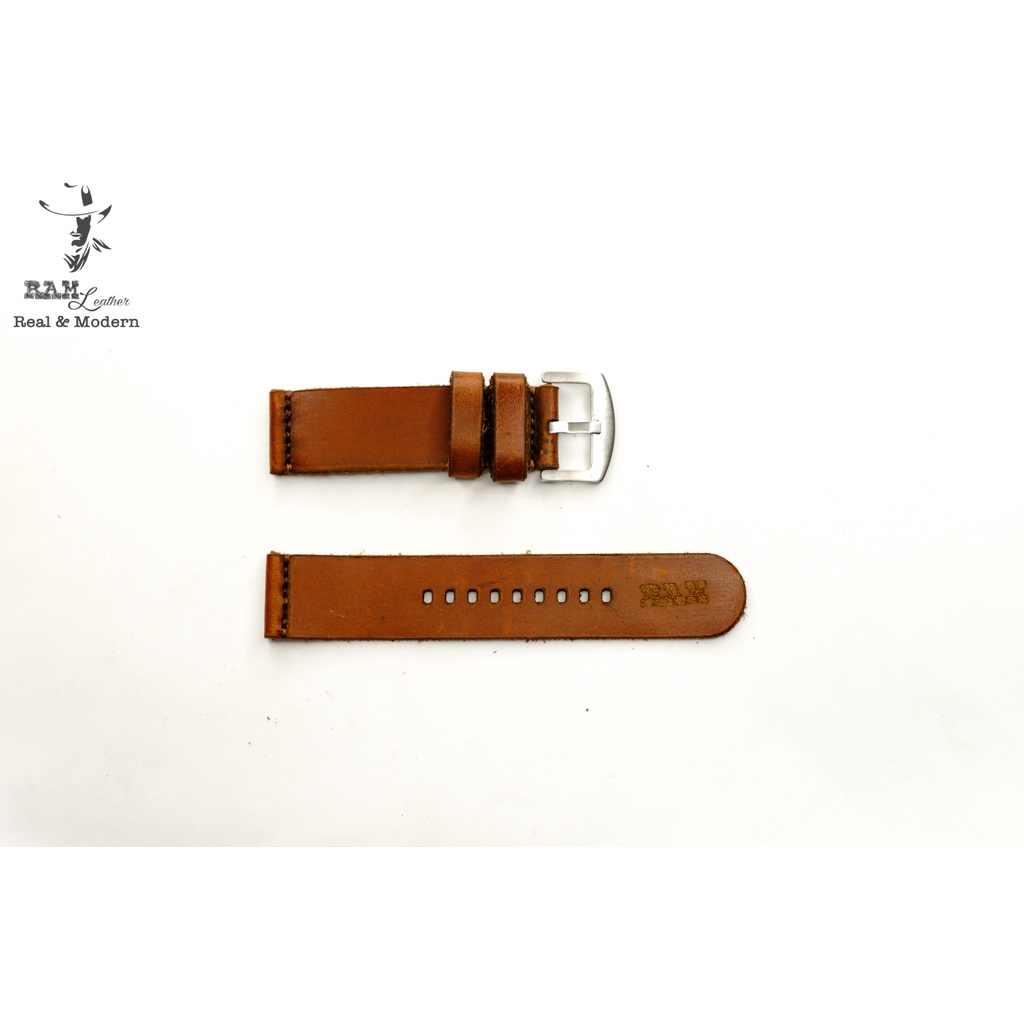 Dây đồng hồ da bò nâu đất thanh lịch RAM Leather simple nâu đất