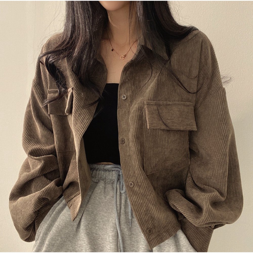 Áo Sơ Mi Nhung Nữ Tay Bồng Dáng Lỡ 🦋 Somi Nữ Dáng Rộng Hàn Quốc 3 Màu 🦋