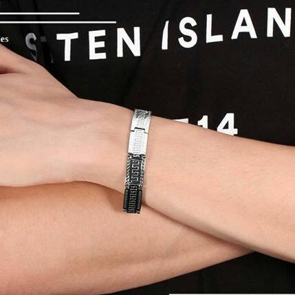 Lắc tay inox nam khắc vạn lý trường thành không đen không gỉ