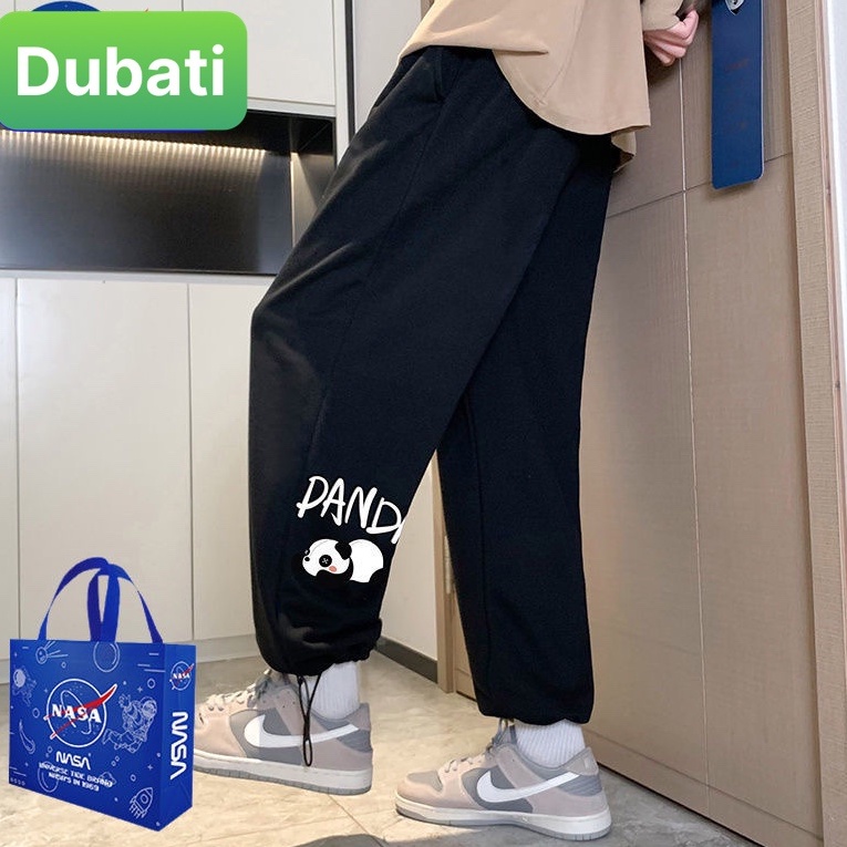 QUẦN JOGGER NAM NỮ UNISEX CHẤT NỈ DÀY DA CÁ ỐNG SUÔNG RỘNG  IN HÌNH GẤU TRÚC PANDA RÚT DÂY PHONG CÁCH HOT TREND -DUBATI