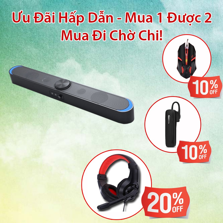 Loa Thanh Gaming Soundbar SADA V-198 Hỗ Trợ Bluetooth, Karaoke, Hiệu Ứng Đèn Led Dùng Cho Máy Vi Tính PC, Laptop, Tivi