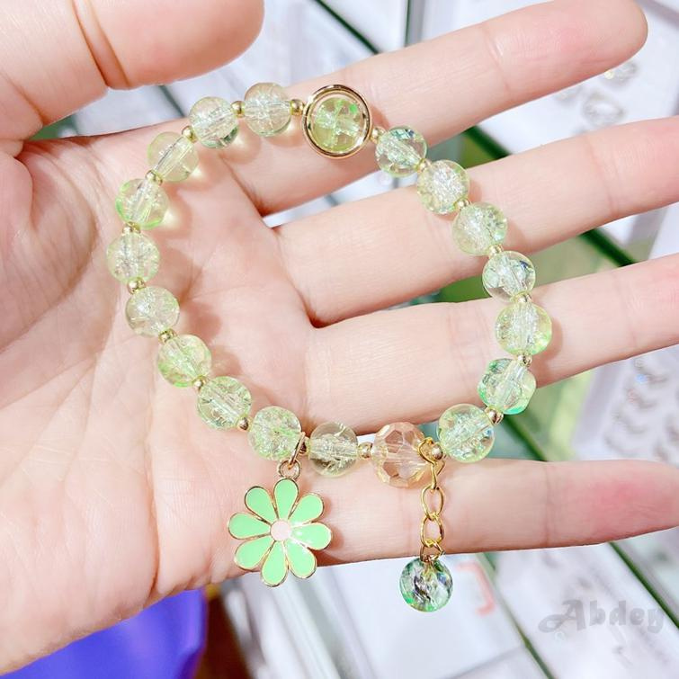 [Abdey] Chúng tôi hoa Hạt pha lê đáng yêu Daisy Charm Fortune tay Vòng cho phụ nữ Cô gái Vòng tay Chuỗi đeo tay Đồ trang sức