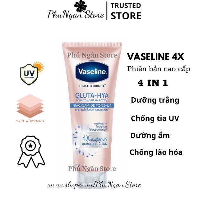 (Tuýp to-Hàng siêu thị Thái)Dưỡng thể Vaseline Healthy Bright Gluta HYA Serum Burst Lotion 10X Thái Lan