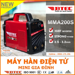 Máy hàn điện tử btec mma-200s chính hãng , may han mini , bảo hành 12 tháng
