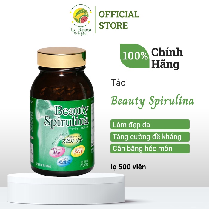 Tảo Beauty Spirulina Nhật Bản đẹp da, ngừa lão hóa lọ 550 viên - BCA45