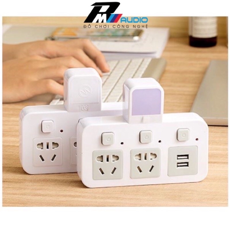 Ổ cắm điện đa năng -thông minh không dây.Chống giật Tích hợp 2 cổng USB 2.0 và đèn ngủ thông minh tiện dụng-BMVAUDIO