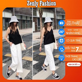 Quần culottes lửng nữ cạp cao ống rộng - Quần Culottes suông chất đũi hàng cực đẹp, thiết kế lưng chun co dãn mềm mại