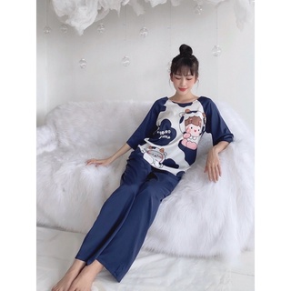 bộ lụa latin cổ tròn quần dài
