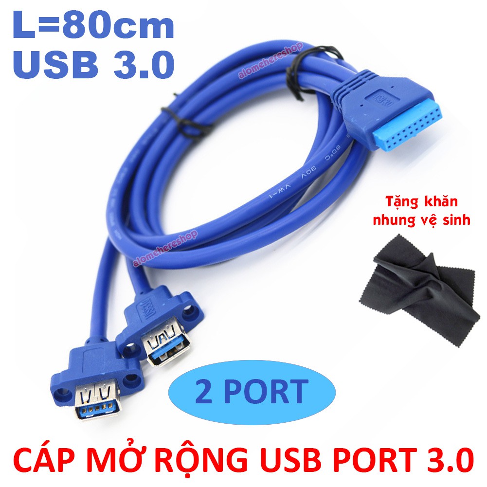 Cáp Mở Rộng 2 Cổng USB 3.0 Phía Trước Thùng Case Chuẩn Dài 80Cm Hai Cổng Cùng Một Lúc