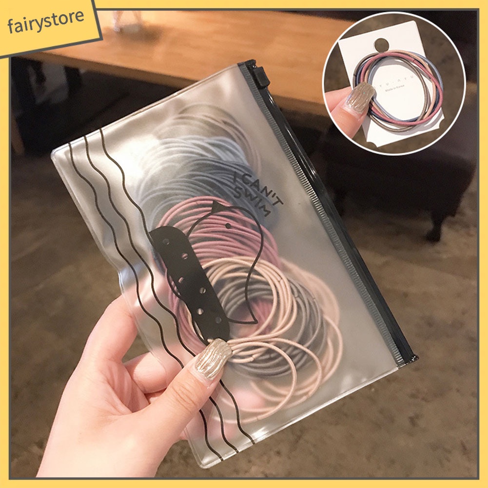 Set 100 Dây Buộc Tóc Co Giãn Màu Trơn Tiện Dụng Cho Nữ