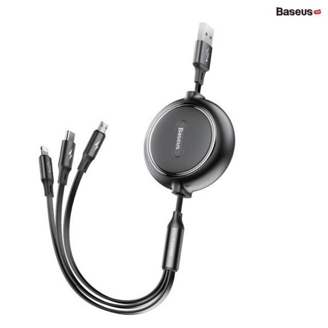 Cáp sạc dây rút 3 đầu Baseus Golden Loop 3 in 1 Elastic (3.5A, Type C/ Lightning/ Micro usb)