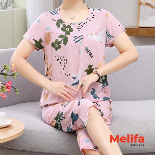 Bộ đồ nữ mặc nhà áo ngắn tay, quần lửng cotton lanh mặc mùa hè thoáng mát nhiều màu mã BD0113