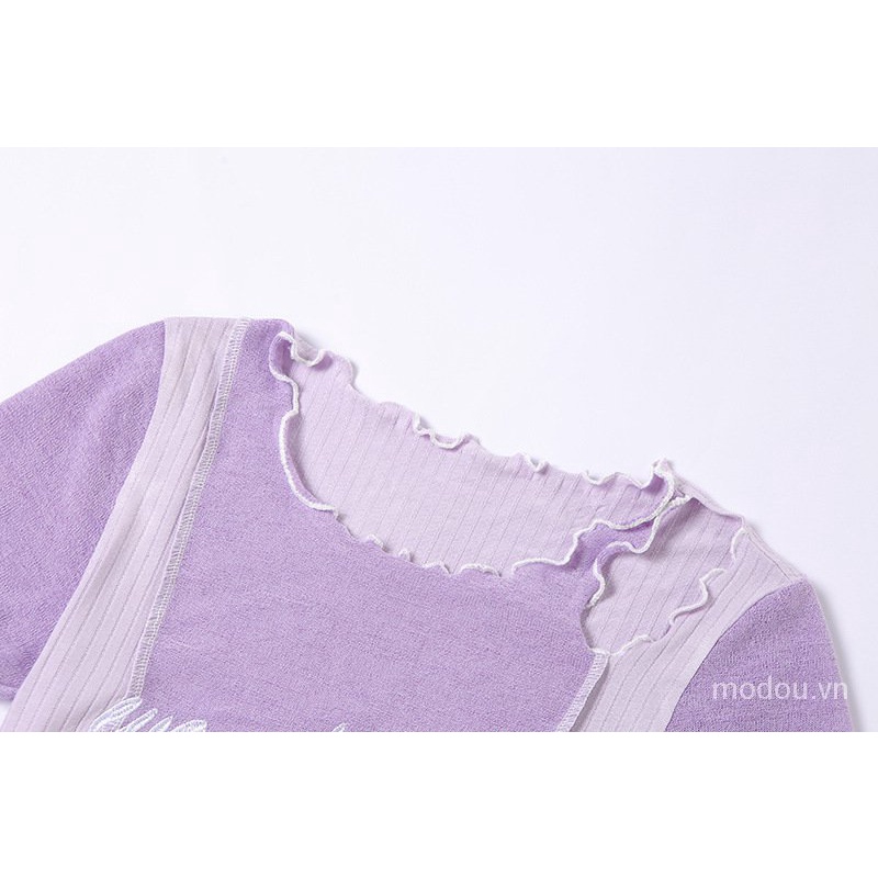 Áo thun nữ WEANIA tay ngắn thêu chữ màu sắc trẻ trung