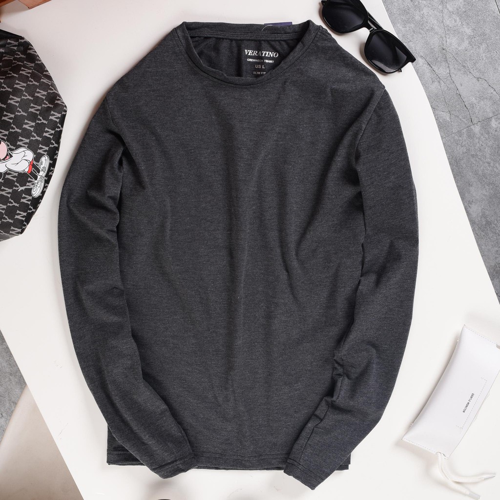 Áo thun nam dài tay cổ tròn Vettino vải co giãn cao cấp, áo giữ nhiệt nam thu đông dáng ôm | BigBuy360 - bigbuy360.vn