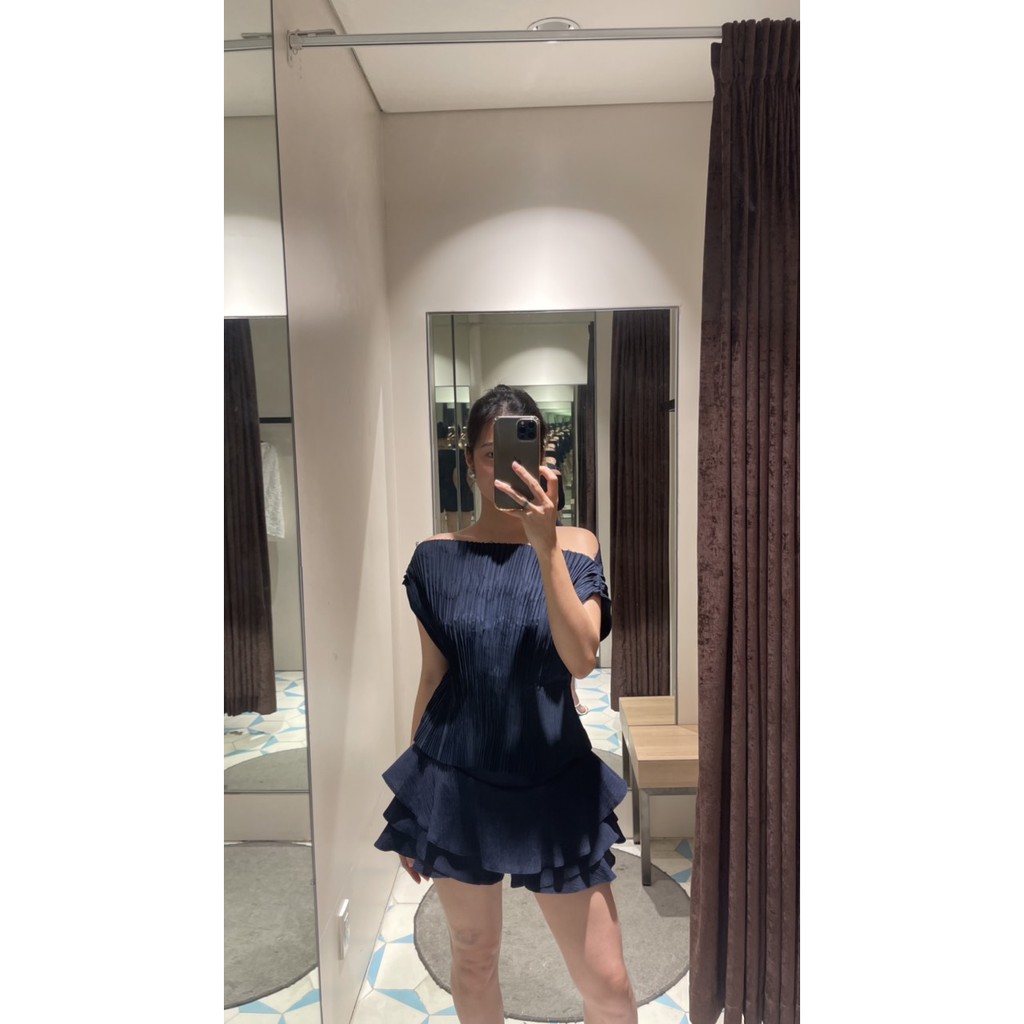 COCO SIN -Áo Dập Ly Sát Nách Xanh Đậm Đen