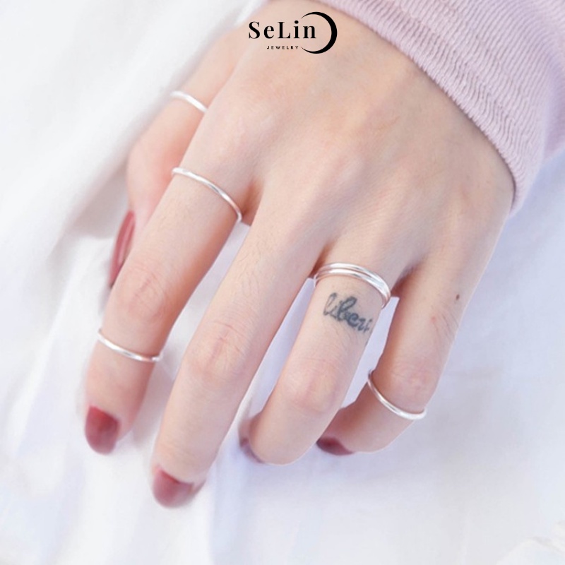 Nhẫn bạc nữ SELIN JEWELRY tròn trơn đơn giản, basic, cá tính nhiều kích thước