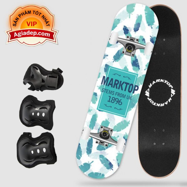 Ván trượt chuyên nghiệp cho thanh thiếu niên - Skateboard Marktop - Hàng xịn xuất Châu Âu + Bộ bảo vệ chân tay (Bản UK)