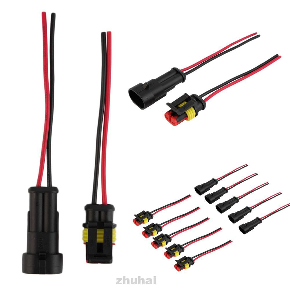 5 Sets Durable Professional Portable AWG With Wire Electrical Male Female Car Waterproof 2 Pin Connector Plug