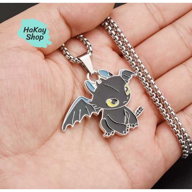 Vòng cổ hình chú rồng răng sún cá tính - Vòng đôi nam nữ chất liệu titan