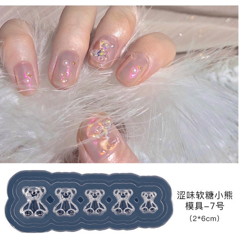 Charm đá - nơ - gấu nailbox thiết kế , hoạ tiết đi kèm bộ nail xinh nhất 2021