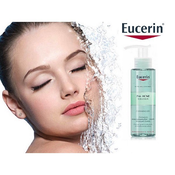 Eucerin - Gel rửa mặt Eucerin ProAcne Cleasing Gel loại bỏ nhờn ngừa mụn 200ml - 400ml