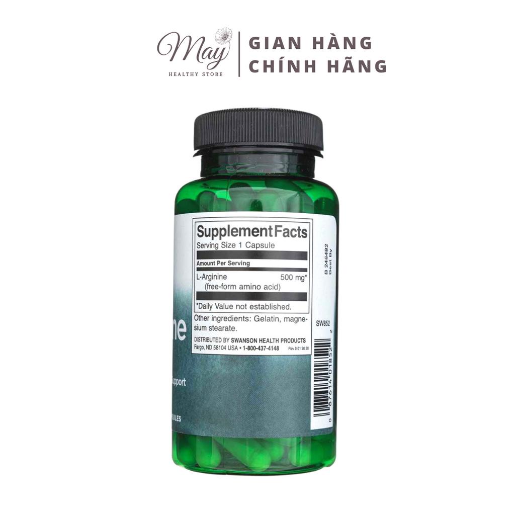 Viên Uống Swanson L-Arginine 500mg Tăng Cường Sức Khỏe Sinh Lý Nam
