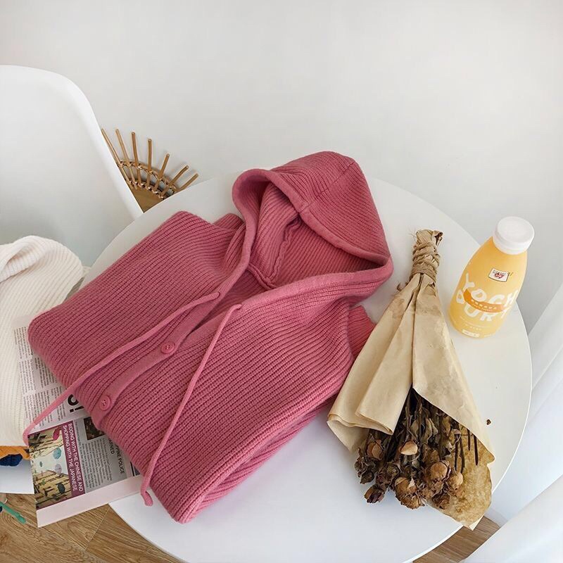 Áo len cardigan hoodie liền mũ phong cách Hàn Quốc KL01