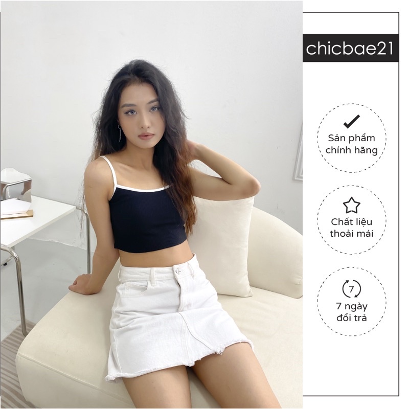 Áo hai dây phối màu độc lạ kiểu dáng croptop - Chicbae21