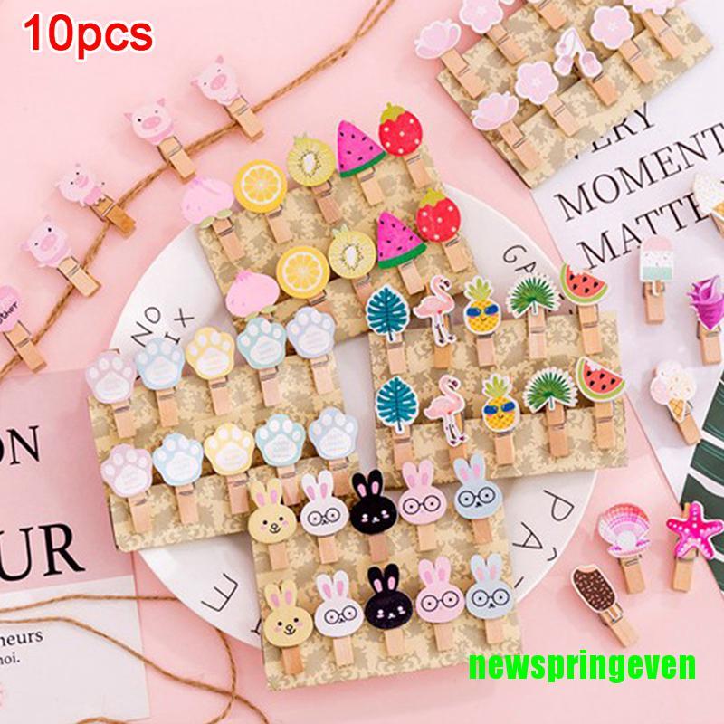 Set 10 Kẹp Gỗ Treo Ảnh Trang Trí Hình Động Vật Đáng Yêu