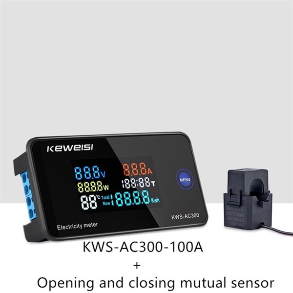 Đồng hồ đo điện AC KWS AC300 hiển thị 7 thông số 100A