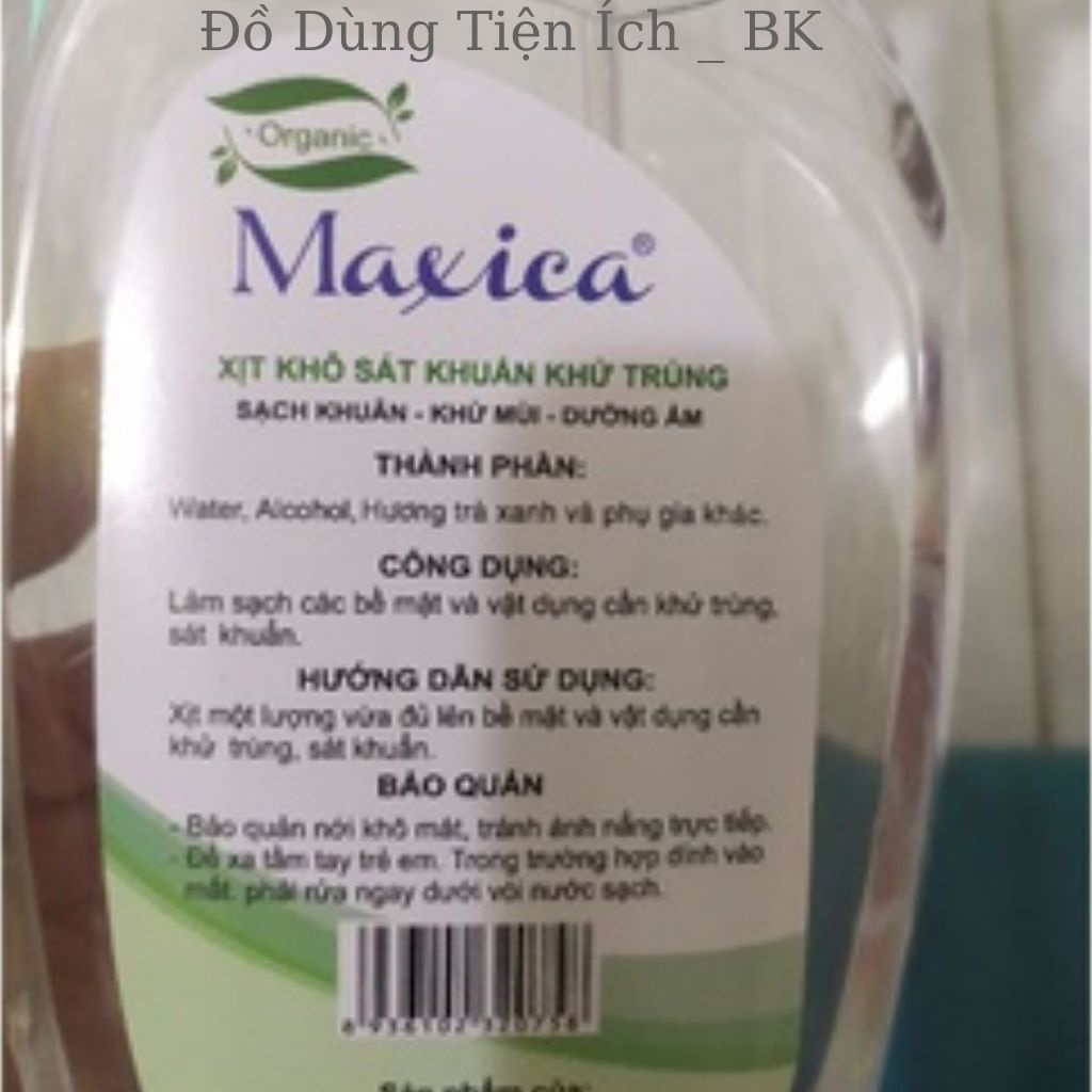 Xịt khuẩn, khử trùng, khử mùi Maxica chai 500ml, sạch khuẩn nhanh trong 5 giây