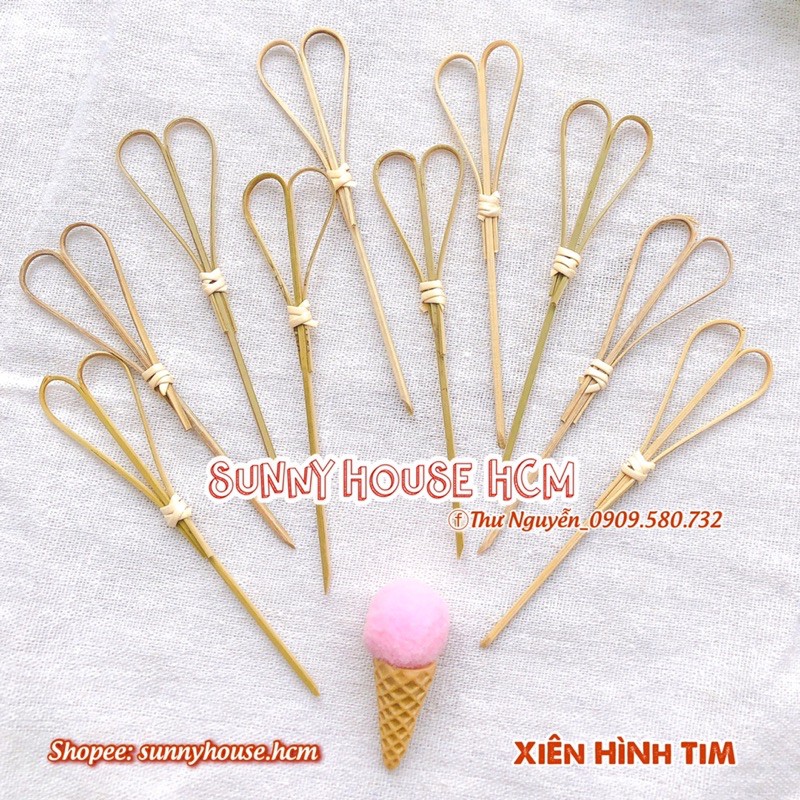 Set 10 que xiên thức ăn, trái cây, thịt nướng, xiên nướng nhiều kiểu nhiều màu