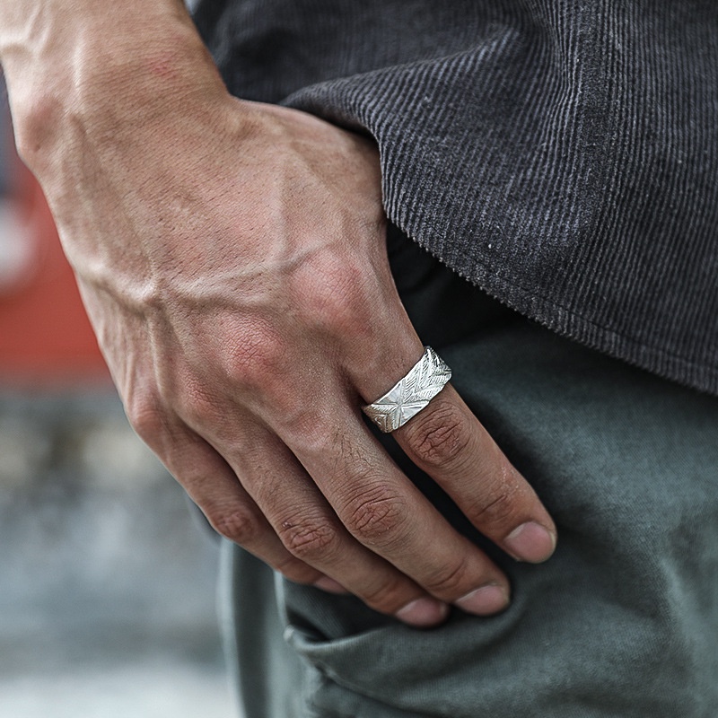 Nhẫn Khắc Nam nữ Hợp kim đồng mạ bạc Đơn giản Sáng tạo Nhẫn có thể điều chỉnh Bạc Thái Phong cách Lớn NH-192