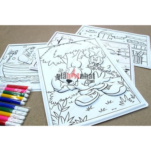 Tranh nhựa 3D tô mầu kèm bút mầu