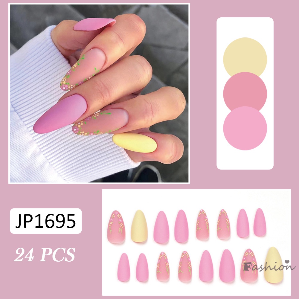 Bộ Móng Tay Giả Bền Bỉ Thoải Mái In Họa Tiết Hoa Cho Salon Làm Móng