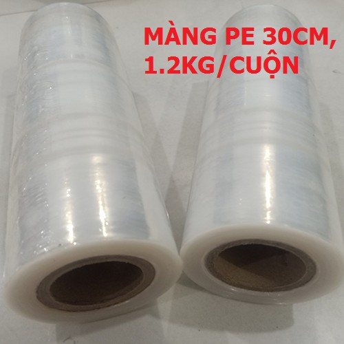 Màng Quấn PE 30cm, 1.2Kg/Cuộn, lõi nhỏ, giá rẻ