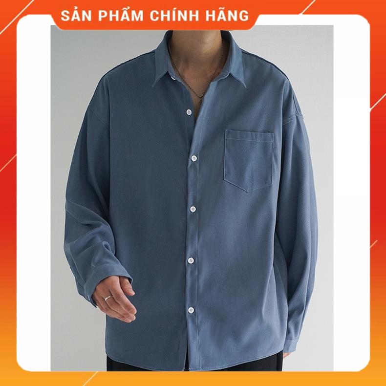 Áo sơ mi trơn oversize form rộng thời trang phong cách hàn quốc basic đơn giản msp44381