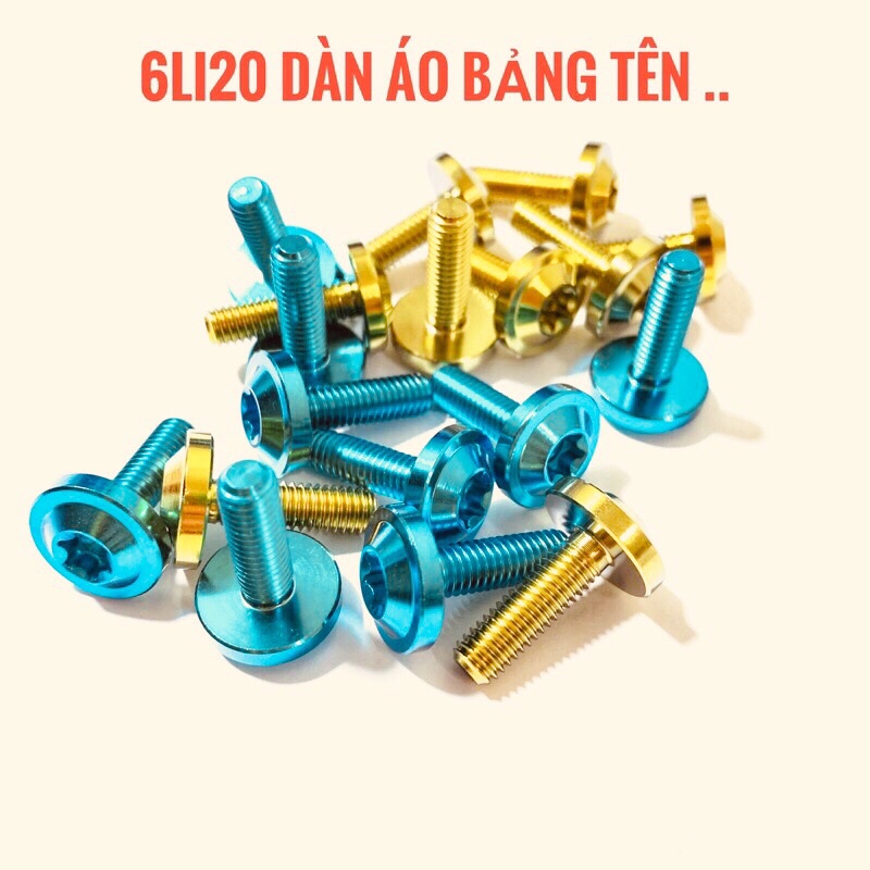 (Chuẩn Gr5) Ốc titan 6li20 dù to gắn dàn áo bảng tên ốp pô