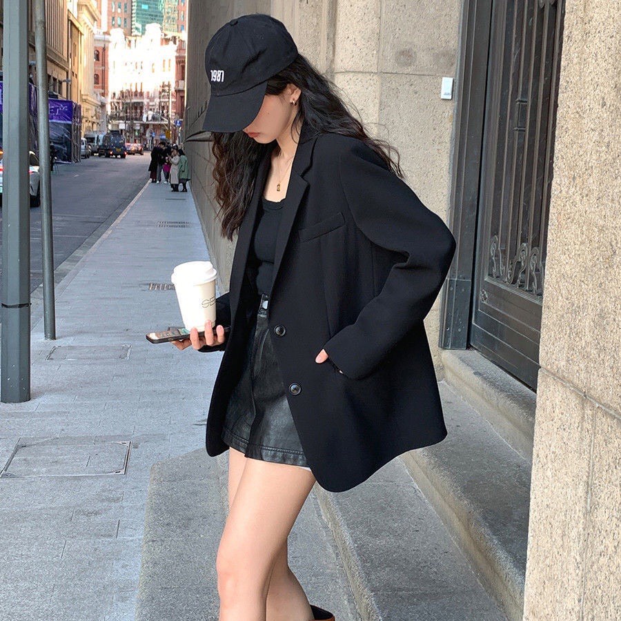Áo Khoác Blazer Vest Đen Dáng Rộng Phong Cách Hàn Quốc Thiết Kế Cao Cấp Cho Nữ Phom Chuẩn Đẹp - BLA22088