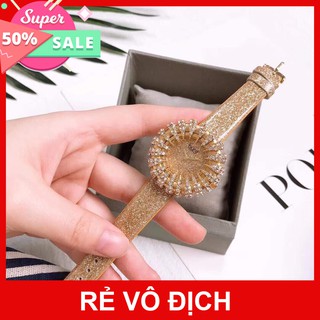 Đồng hồ Nữ Burgi mặt mâm xơi dây da thời thượng hot trend 2020 sang trọng quý phái