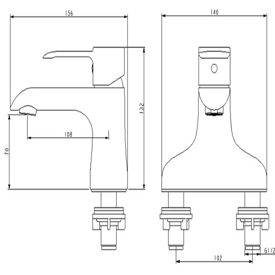 Vòi Lavabo nóng lạnh 2 chân Đồng mạ Chrome Eurolife EL-VIO03 (Trắng bạc)