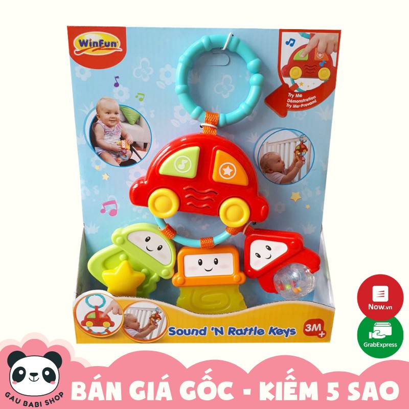 Xúc xắc gặm nướu treo cũi hình ô tô có đèn nhạc Winfun 0628 chính hãng