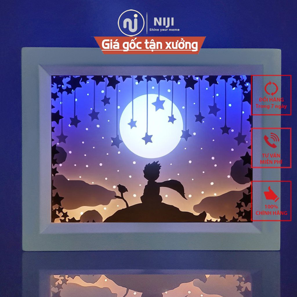 Lightbox kirigami Đèn ngủ 3D, Hoàng tử bé, quà tặng trẻ em, sản xuất thủ công - Chính hãng 𝑵𝑰𝑱𝑰