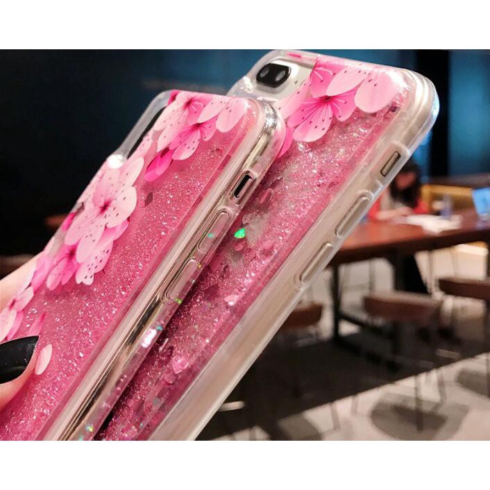 trường hợp FashionCase Samsung A50 S6 S7 Edge S8 S9 S10 Plus A5 A6 A7 A8 A9 2018 Floral Liquid Casings