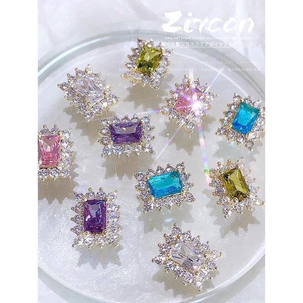charm đá chữ nhật trang trí móng