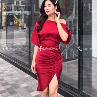 Đầm body lệch vai xẻ tà sang chảnh