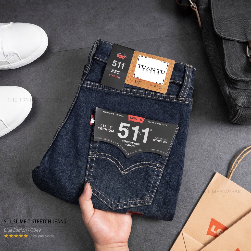 Quần Jeans Levis 511 cambodia-T06 (Form Slim strecth, Dáng đứng, Ống 17,5-20 cm, Chất vải co giãn, thoáng mát)