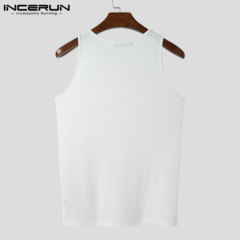 Áo kiểu INCERUN dành cho nam thiết kế không tay dây đeo ôm dáng thời trang 3 màu sắc lựa chọn