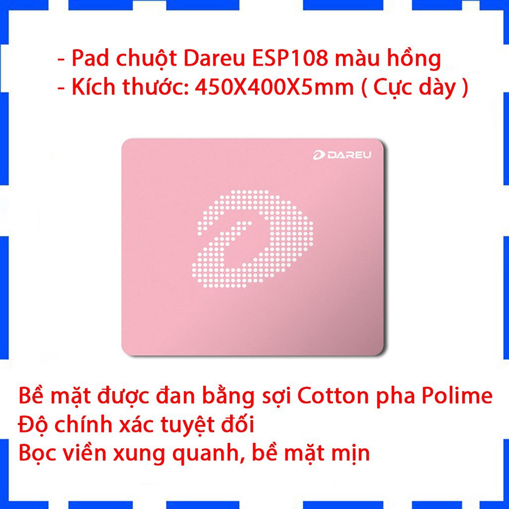 Bàn di chuột hồng DAREU Siêu Kute - 450X400X5 mm - Gear Gaming Shop