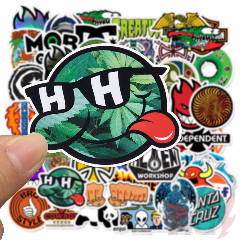 Bộ 50 Miếng Dán Logo Graffiti Thời Trang Chống Thấm Nước Cho Laptop Vali